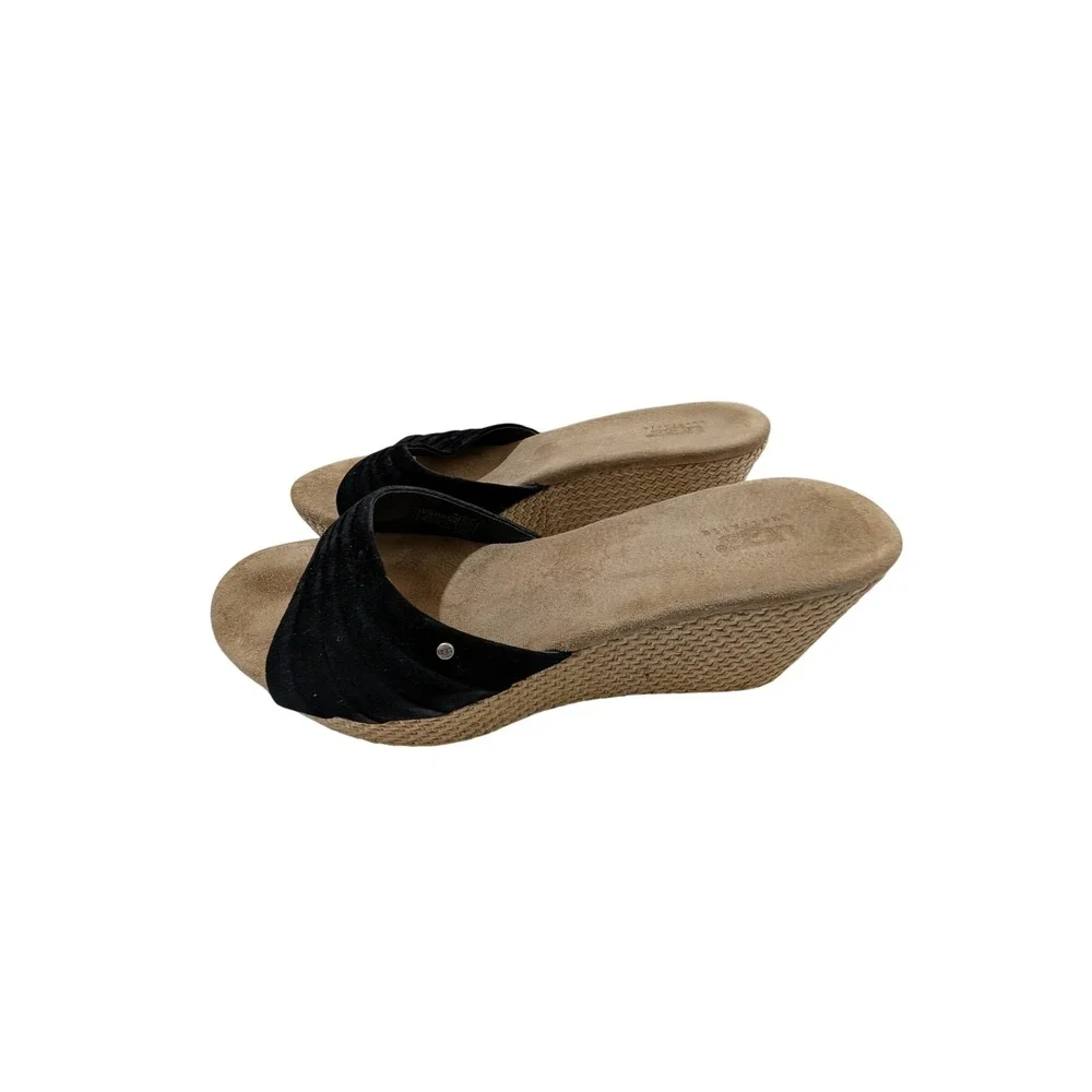 UGG Australia Lucianna Black Suede Jute Wedge Slide Sandals Womens 10 3100